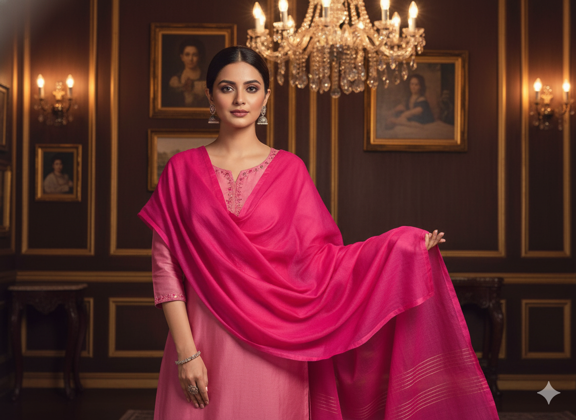 Magenta Plain 100% Pure Mul Mul Cotton