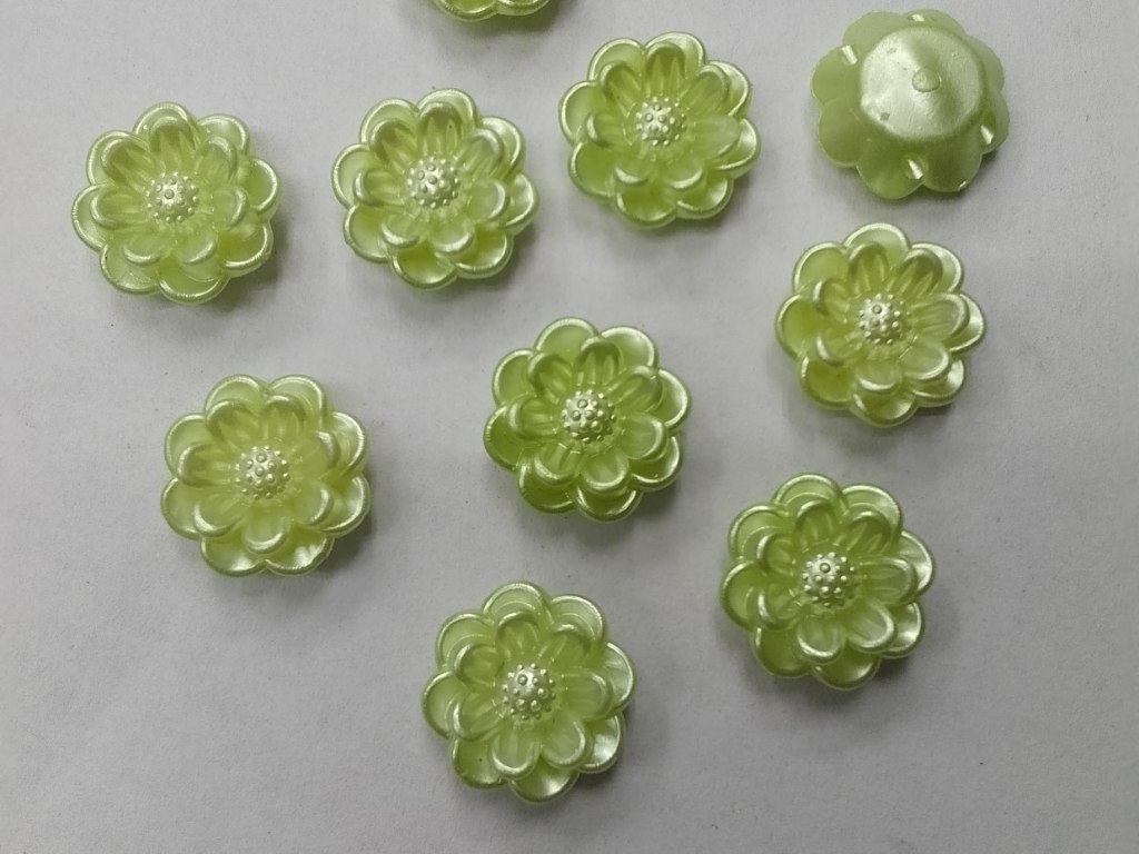 Light Green Flower Plastic Beads- 17 mm