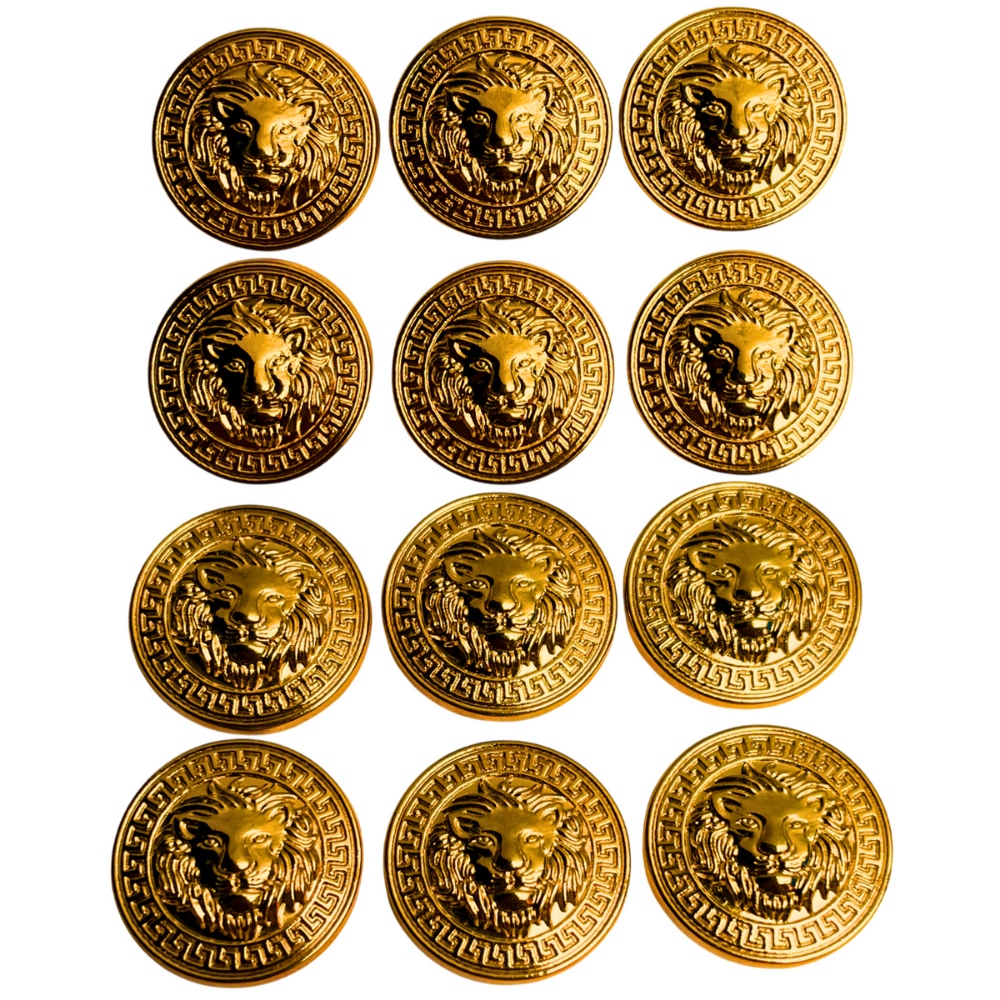 Pure Golden Lion Face Antique Design Round Shank Metal Button