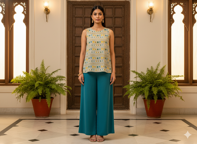 Creame Traditional Digitally Printed Butter Crepe Fabric