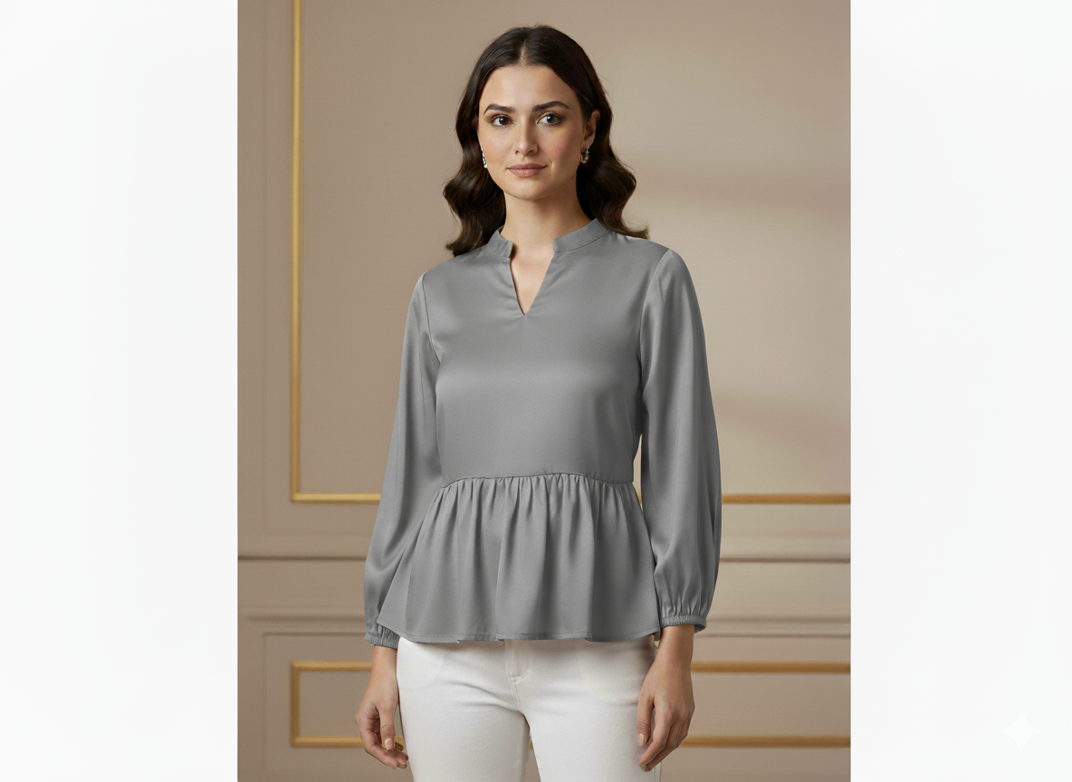 Pastel Light Gray Plain Malai Satin Fabric