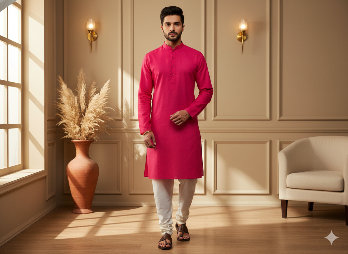 Magenta Plain 100% Pure Mul Mul Cotton