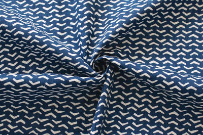 Blue Abstract Printed Pure Cotton Fabric