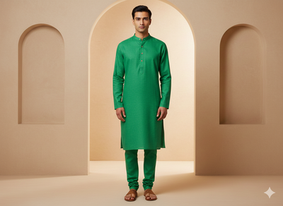 हरा सादा सूती लिनन कपड़ा