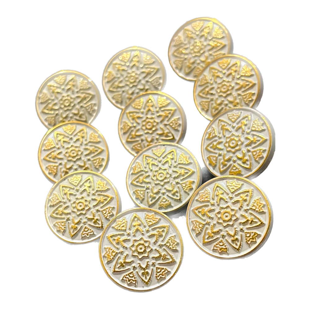 Golden Floral Circular Metal Buttons