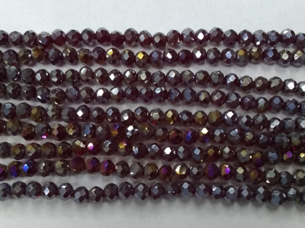 Dark Purple Rainbow Tyre Crystal Glass Beads