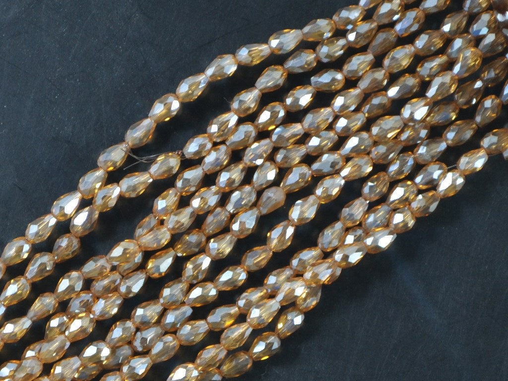 Golden Shadow Drop / Briolette Crystal Beads | The Design Cart (4079157608482)