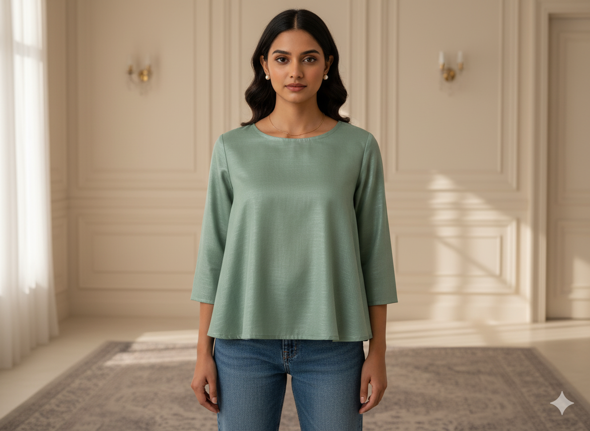 फ़िरोज़ी सादा ग्लेज्ड कॉटन फ़ैब्रिक (थोक)