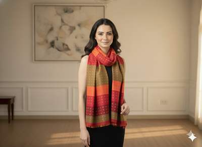 Multicolor Diamond Printed Semi Pashimna Woolen Fabric