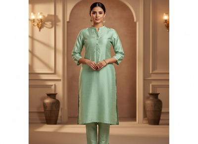 Light Pista Green Plain Bangalore Raw Silk Fabric  (Wholesale)