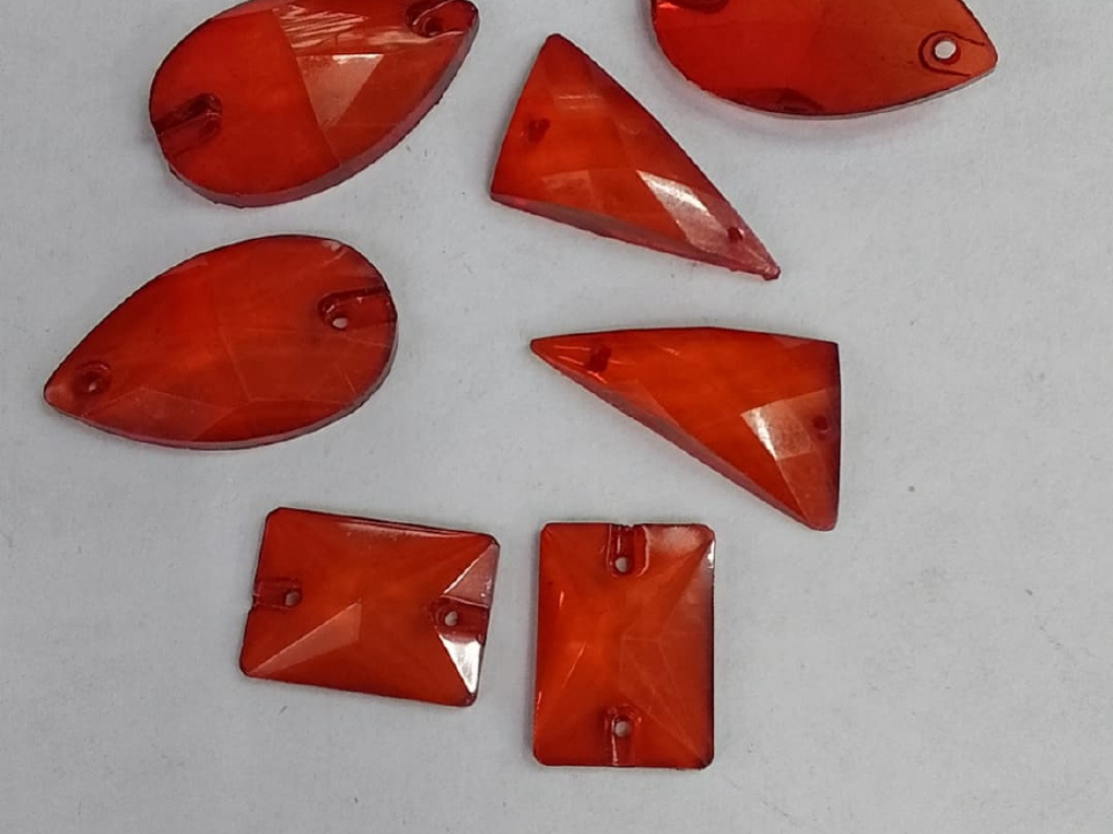 Dark Orange Mix 2 Hole Plastic Stones