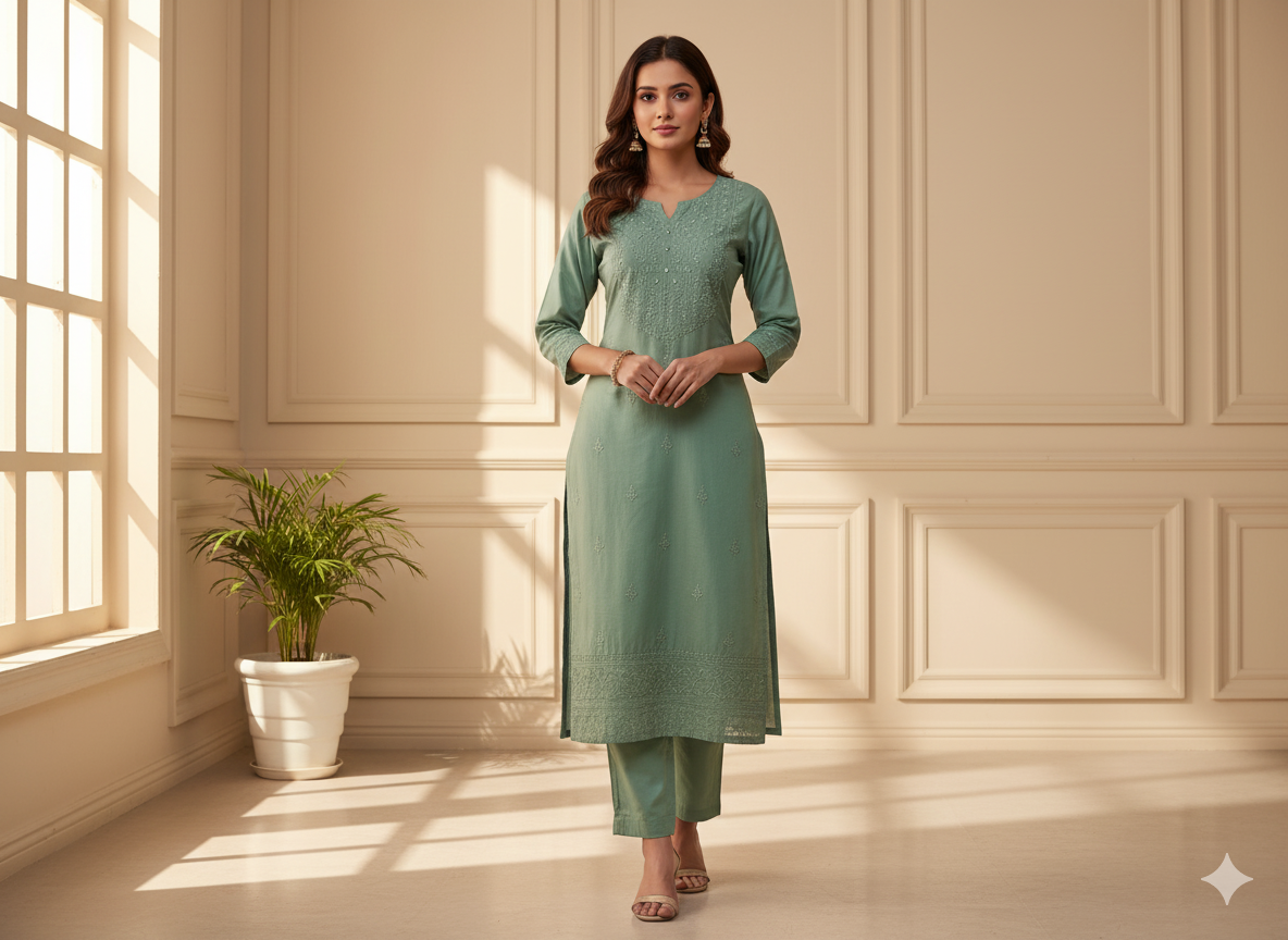 फ़िरोज़ी सादा ग्लेज्ड कॉटन फ़ैब्रिक (थोक)