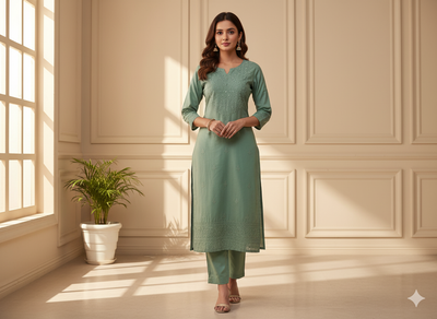 फ़िरोज़ी सादा ग्लेज्ड कॉटन फ़ैब्रिक (थोक)