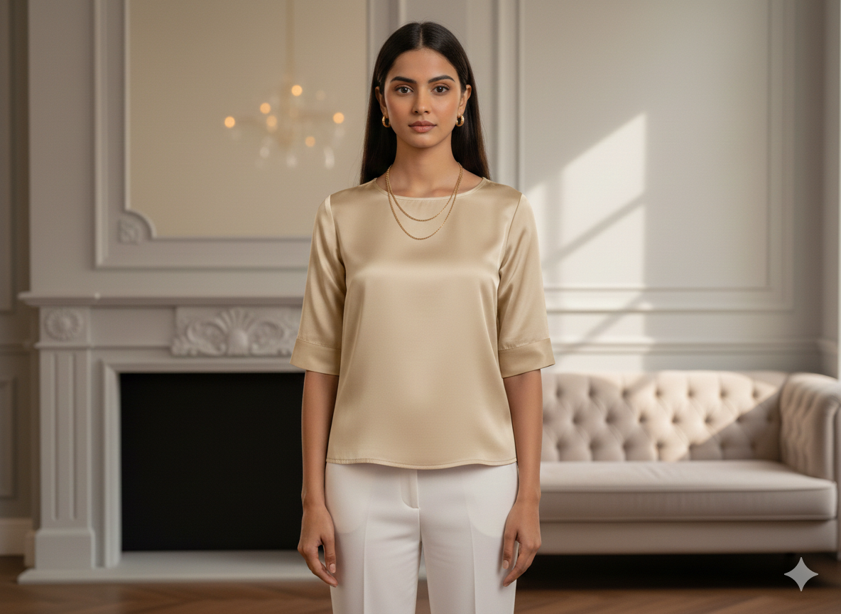 Pastel Ivory Plain Malai Satin Fabric