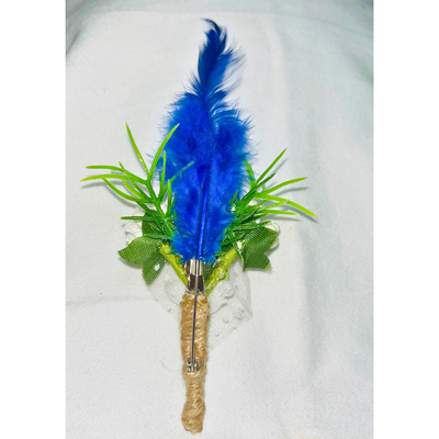 Multicolor Faux Feather Flower Brooch