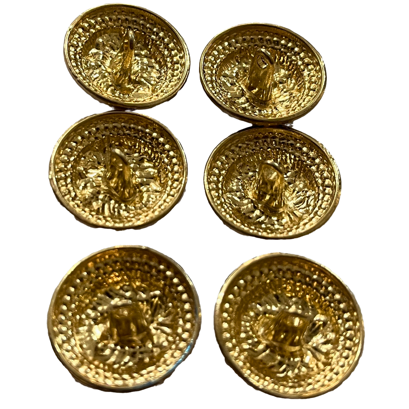 Red & Golden Fearless Lion Face Shaped 1 Hole Round Metal Buttons