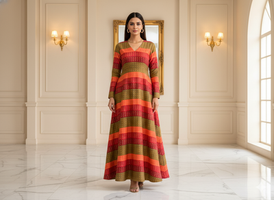 Multicolor Diamond Printed Semi Pashimna Woolen Fabric