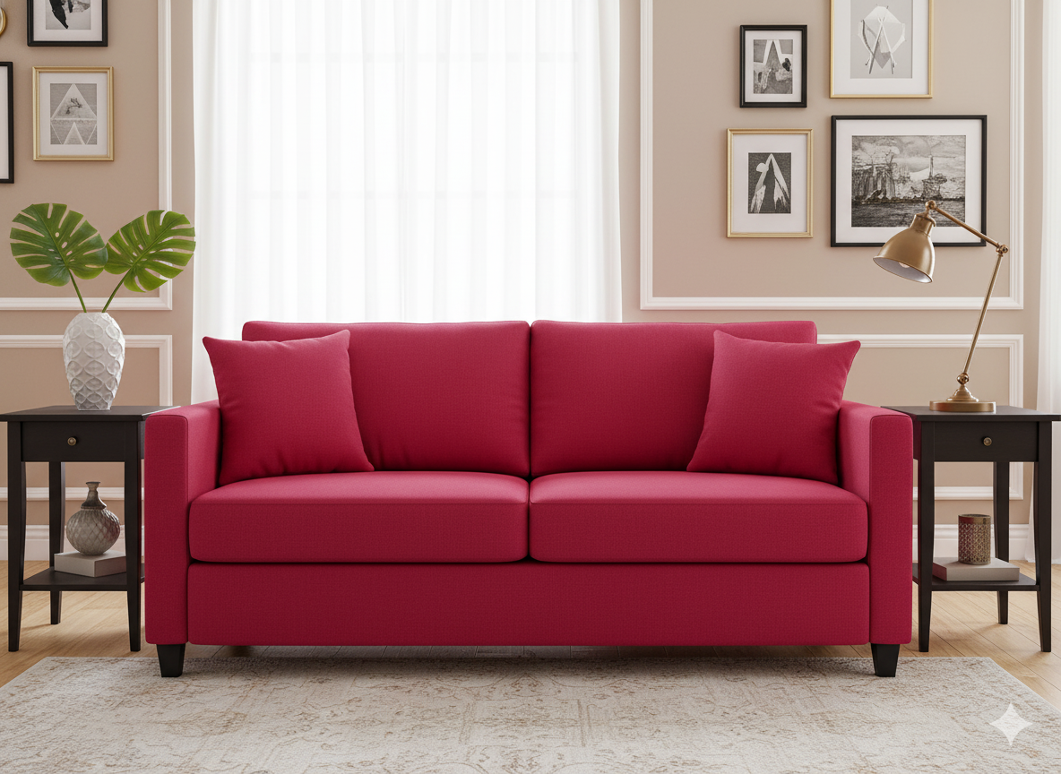 लाल सादा भारी सूती कैनवास कपड़ा