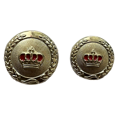 Red & Silver King and Queen Crown Design Round 1 Hole Metal Buttons