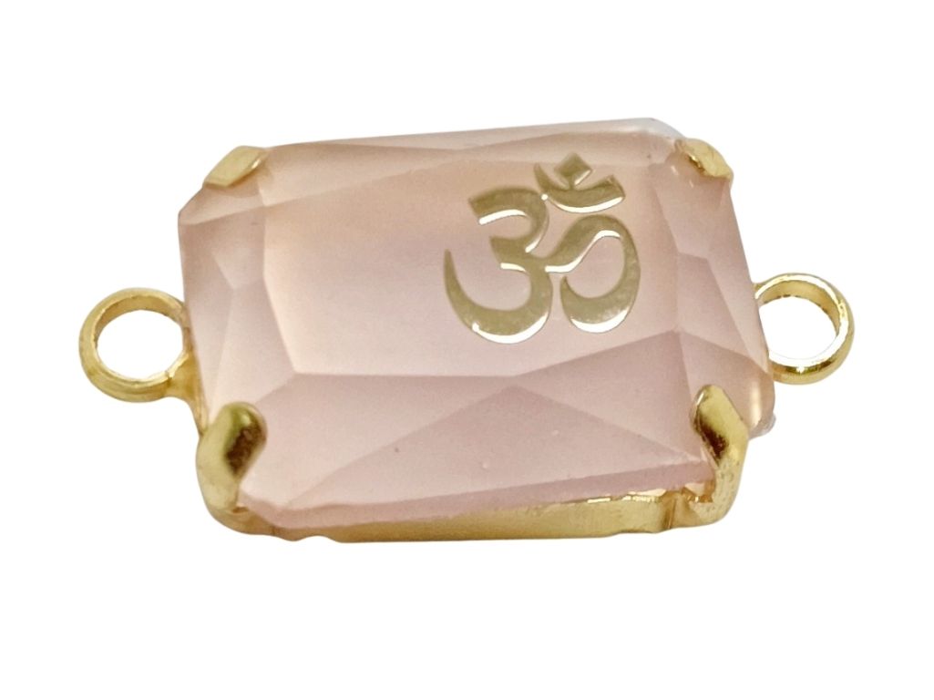 Baby Pink Rectangular Resign Om Charms