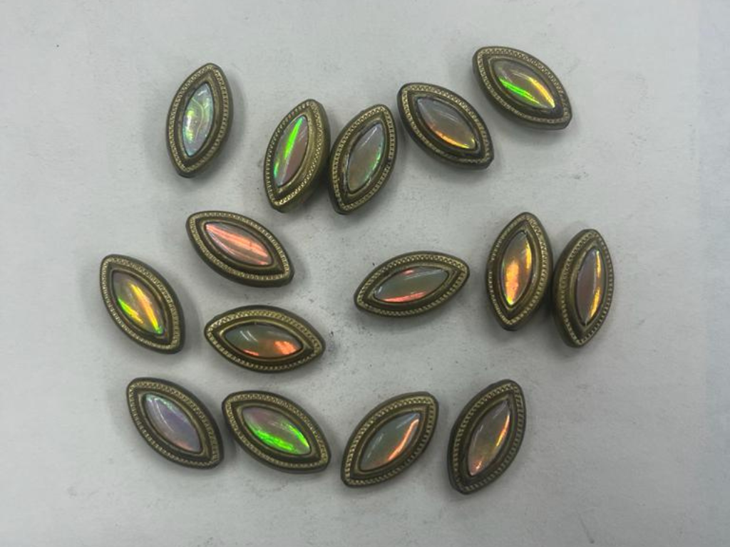 Light Rainbow Eye Plastic Beads with Enamel and Gold Side Frame