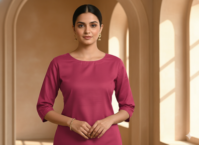 Magenta Plain 100% Pure Mul Mul Cotton