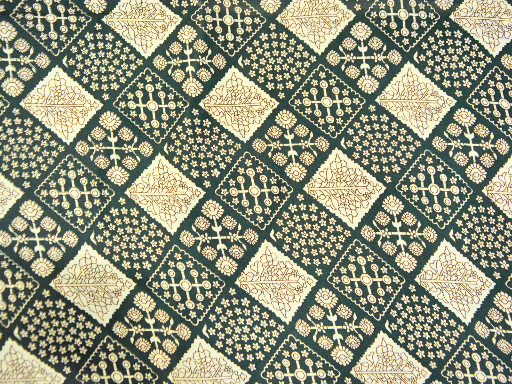 Dark Green Diamond Digitally Printed Butter Crepe Fabric