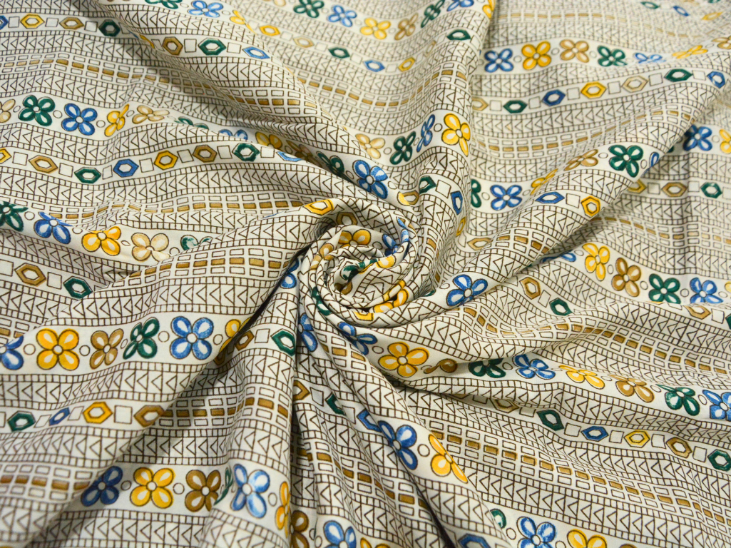 Creame Traditional Digitally Printed Butter Crepe Fabric