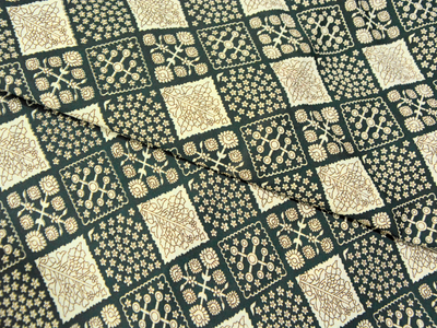 Dark Green Diamond Digitally Printed Butter Crepe Fabric