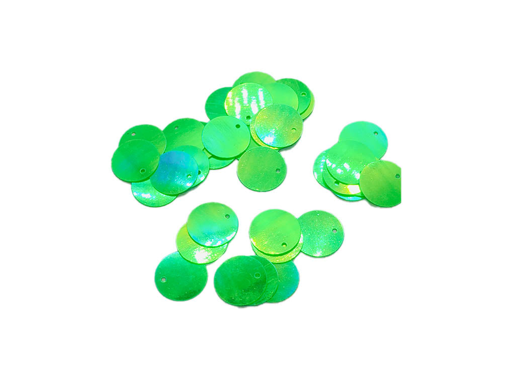 Green Lustre Circular 1 Hole Plastic Sequins