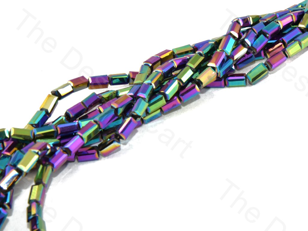 Rainbow Metallic Rectangle Crystal Beads (Wholesale)