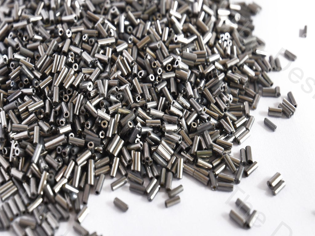 Metallic Gray Pipe / Bugle Glass Beads (10685415187)