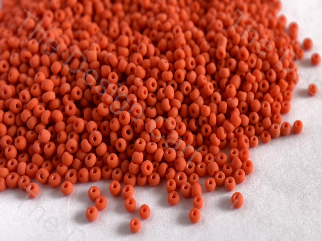 Opaque Frosted Orange Round Rocailles Seed Beads | The Design Cart (10682583891)