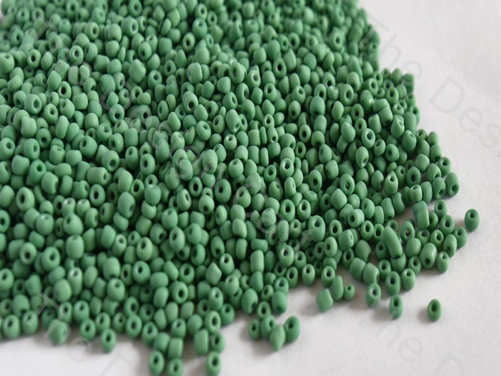 Opaque Frosted Green Round Rocailles Seed Beads | The Design Cart (10682578131)