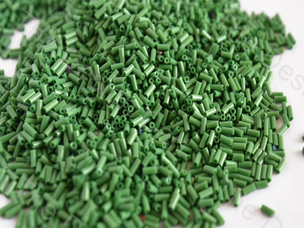 Opaque Green Pipe / Bugle Glass Beads (10647062483)