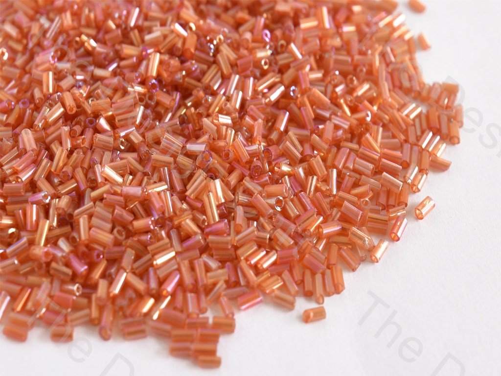 Transparent Rainbow Orange Pipe / Bugle Glass Beads (10645638227)