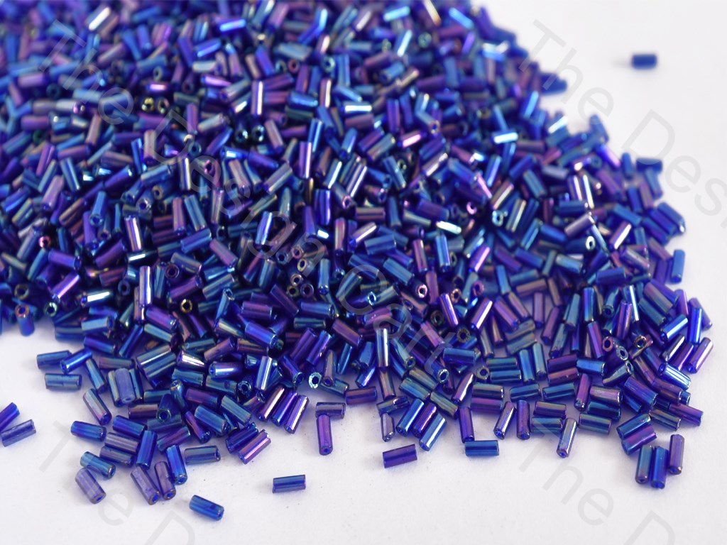 Transparent Rainbow Blue Pipe / Bugle Glass Beads (10645635731)