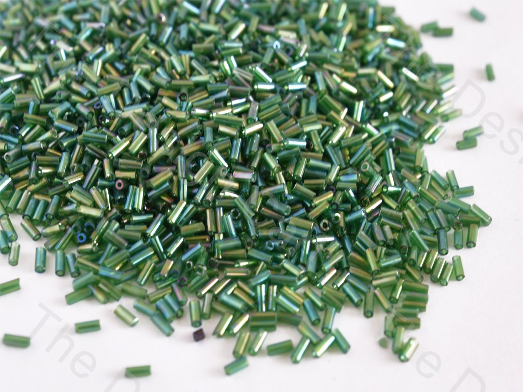 Transparent Rainbow Green Pipe / Bugle Glass Beads (10645633555)