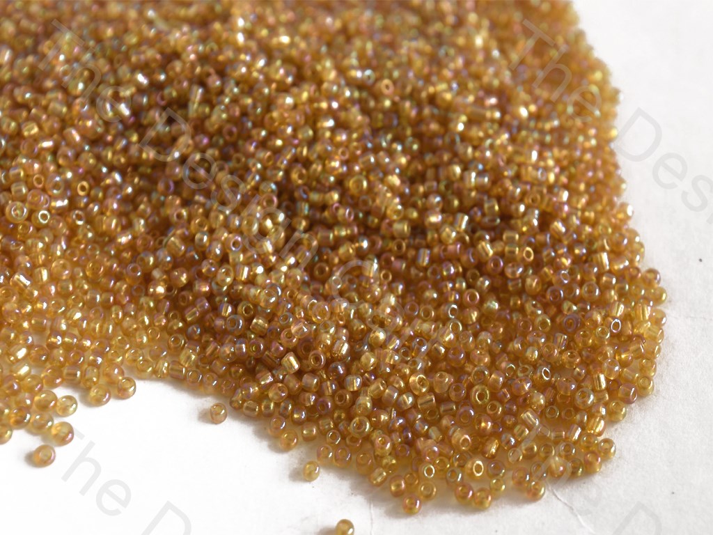 Transparent Rainbow Light Golden Round Rocailles Seed Beads | The Design Cart (10590091667)