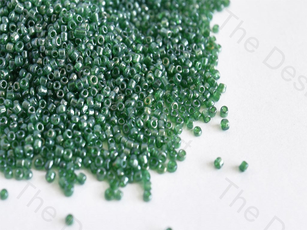 Transparent Luster Green Round Rocailles Seed Beads | The Design Cart (10588340755)