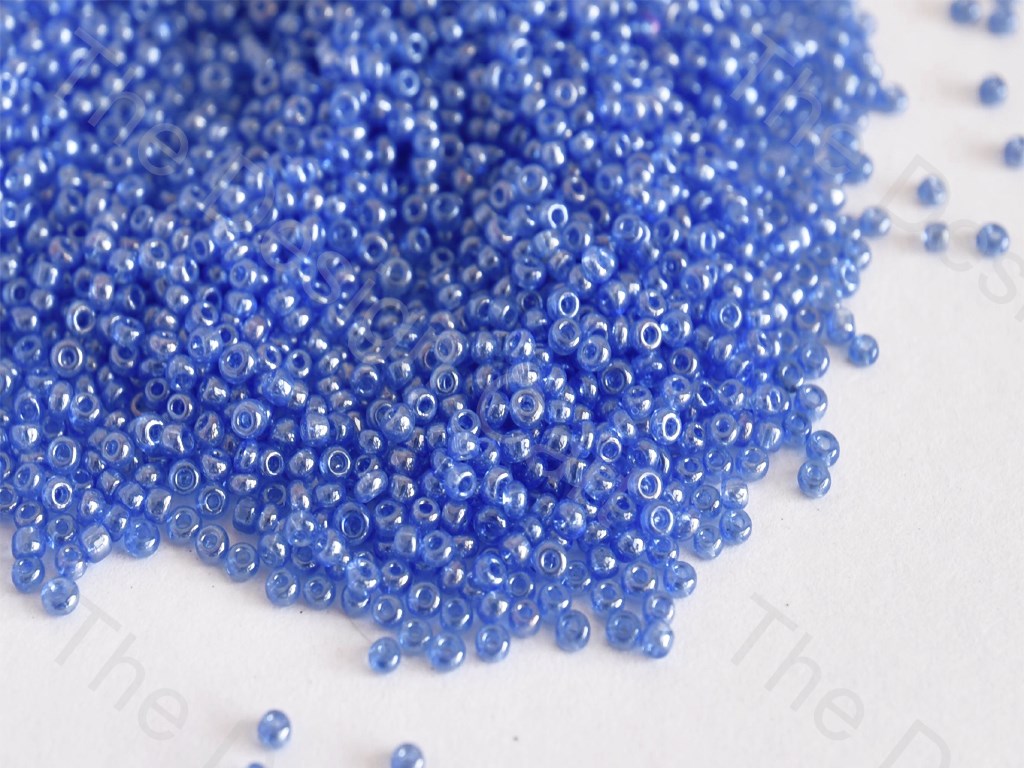 Transparent Luster Sapphire / Light Blue Round Rocailles Seed Beads | The Design Cart (10588338067)