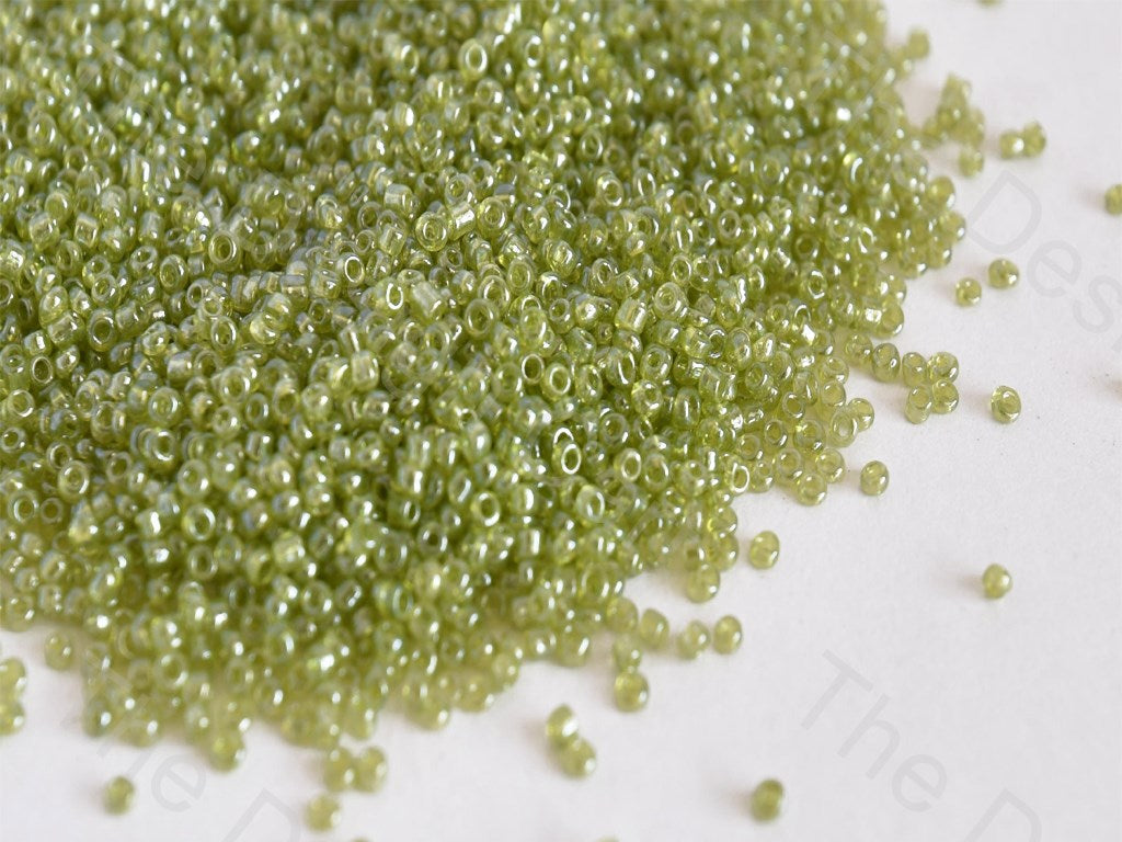 Transparent Luster Peridot / Olive Green Round Rocailles Seed Beads | The Design Cart (10588332563)