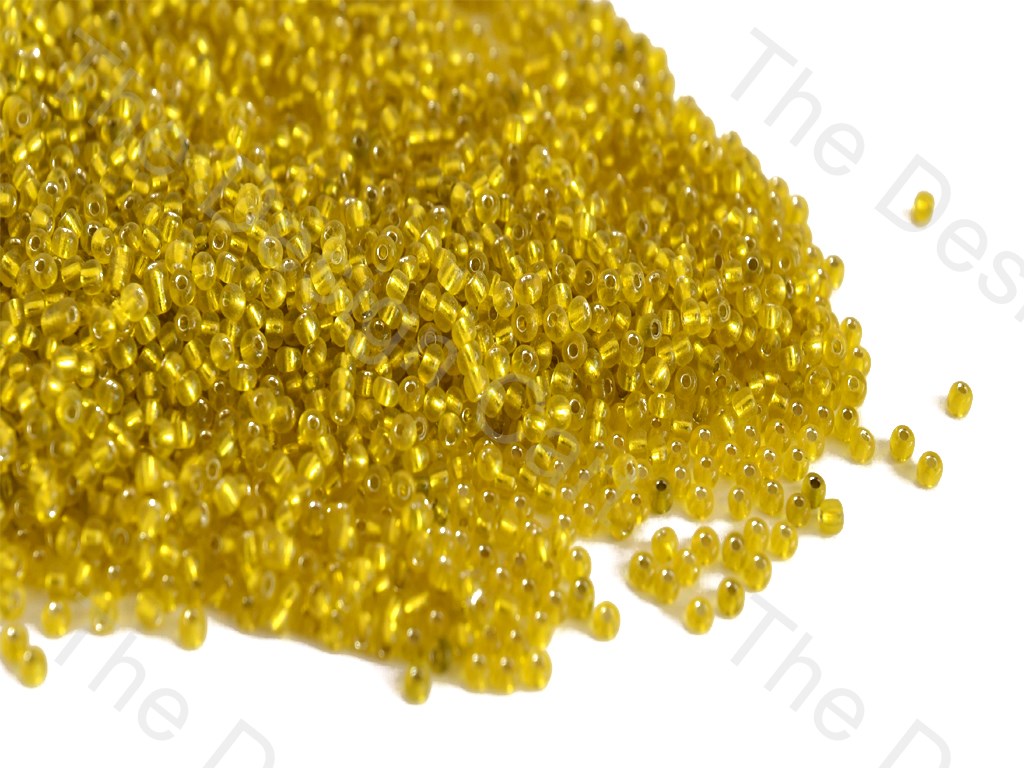 Silverline Yellow / Lemon Round Rocailles Seed Beads | The Design Cart (10559475475)