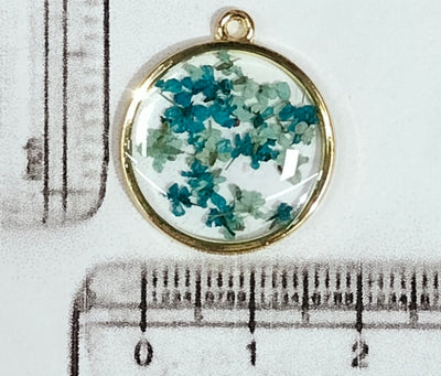 Turquoise & Golden Spherical Floral Design Resin Pendants with One Hole