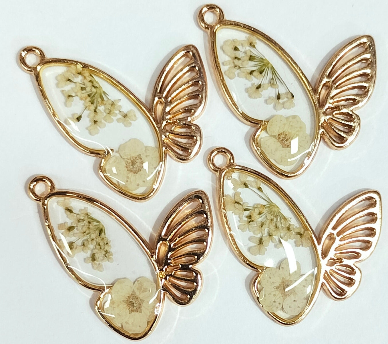 Yellow & Golden Butterfly Floral Rsin Charms with One Hole