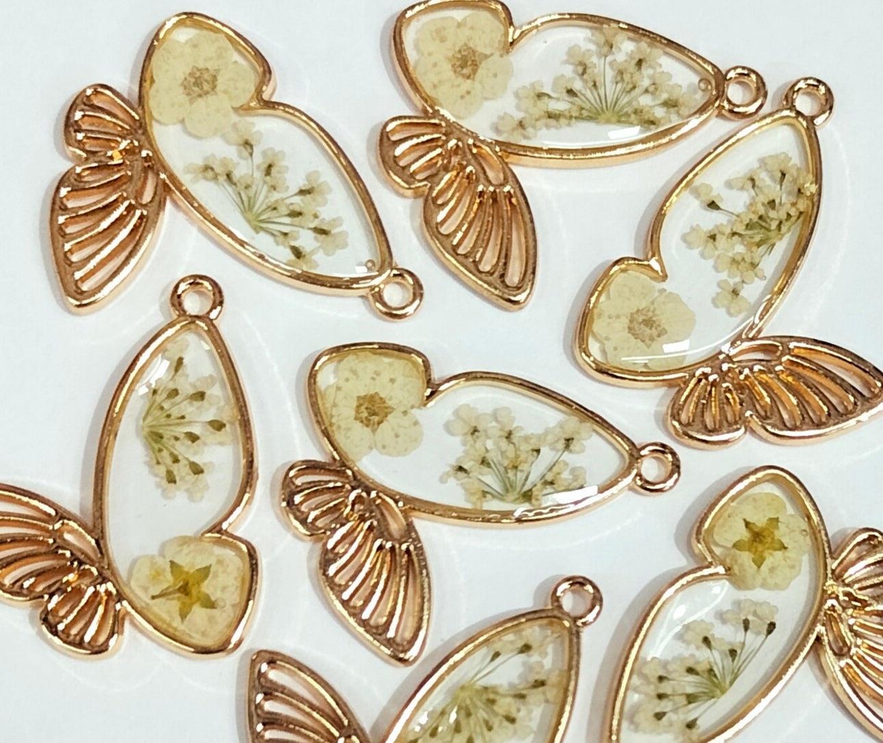 Yellow & Golden Butterfly Floral Rsin Charms with One Hole