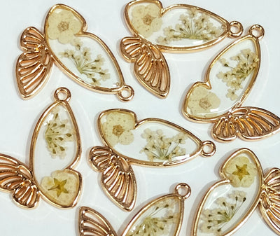 Yellow & Golden Butterfly Floral Rsin Charms with One Hole