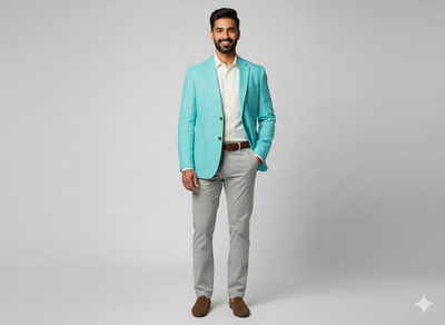 फ़िरोज़ा नीला शुद्ध लिनन कपड़ा - 60 ली