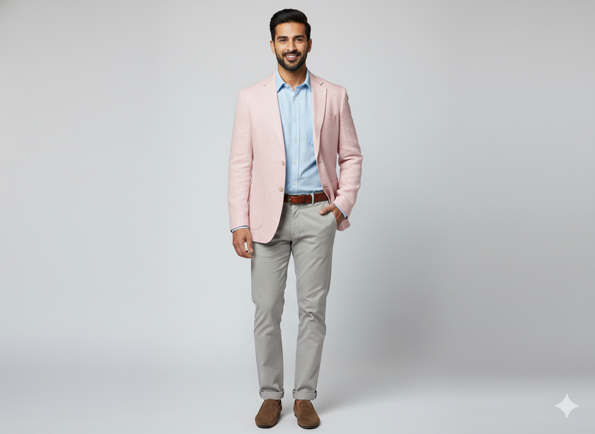 बेबी पिंक प्योर लिनन फ़ैब्रिक - 60 ली