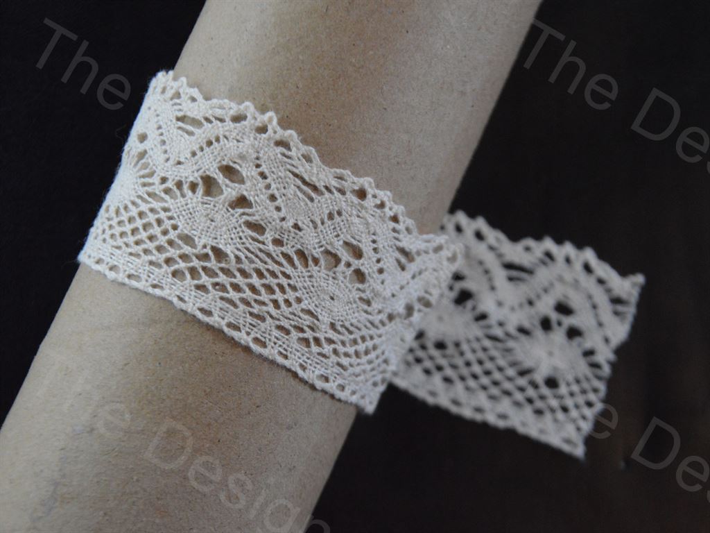 Dyeable Greige Design 35 Cotton Crochet Laces